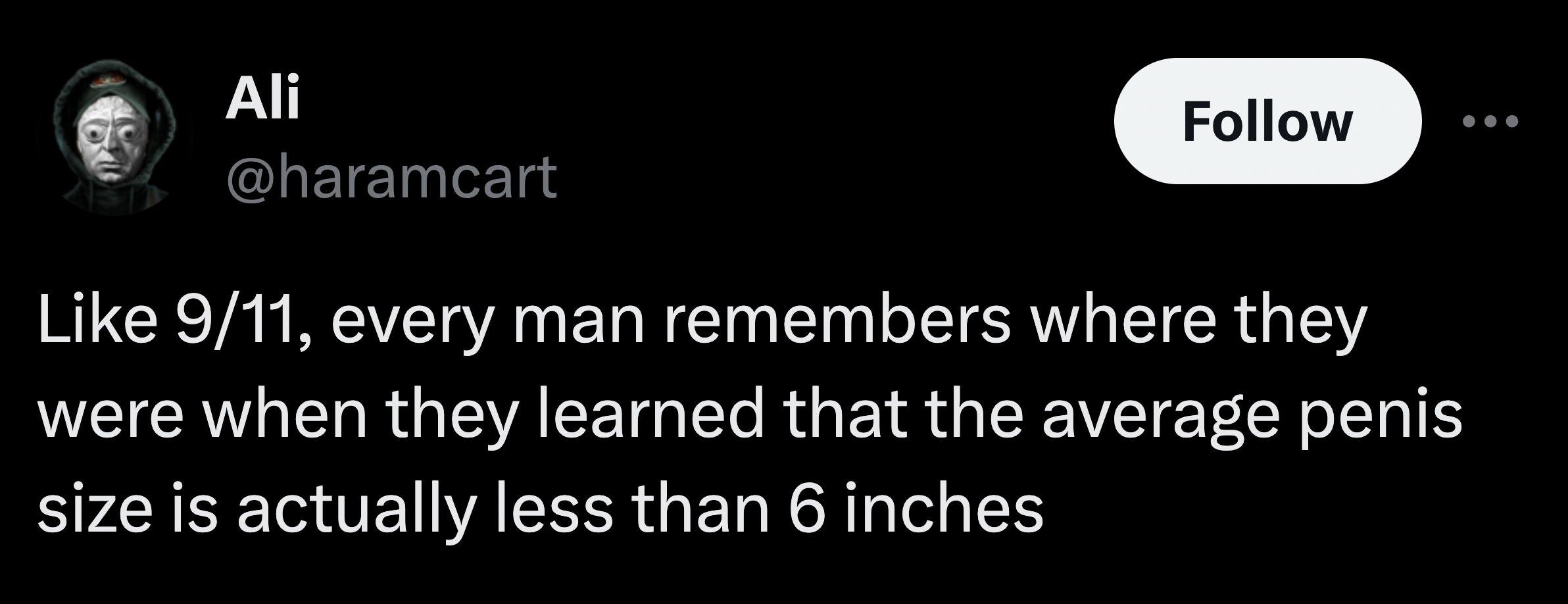 parallel - Ali 911, every man remembers where they were when they learned that the average penis size is actually less than 6 inches